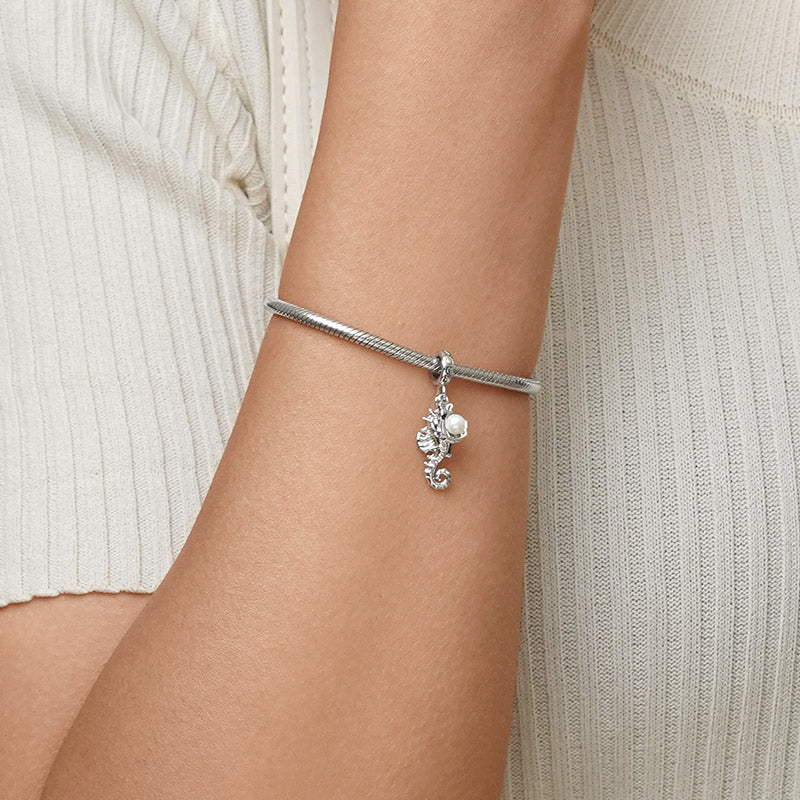 Gnoce Seahorse Shell Double Charm Platinum-plated Silver Blend_5