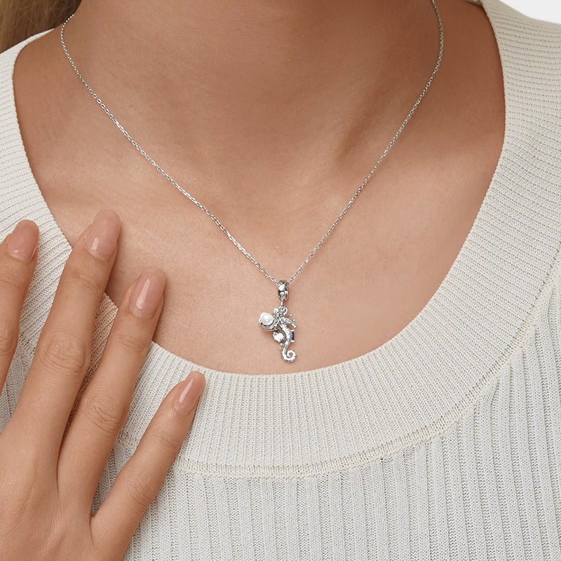 Gnoce Seahorse Shell Double Charm Platinum-plated Silver Blend_7