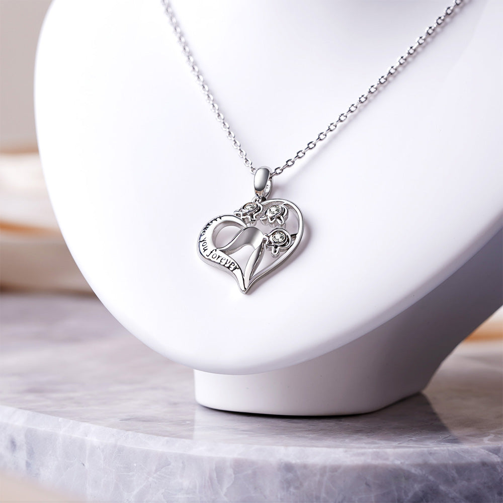 Gnoce "Love You Forever" Lily of the Valley Flower Heart Necklace_3