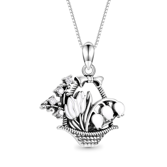 Gnoce Vintage Flower Basket Necklace_1