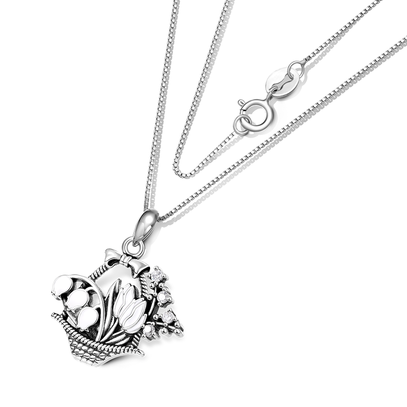 Gnoce Vintage Flower Basket Necklace_2