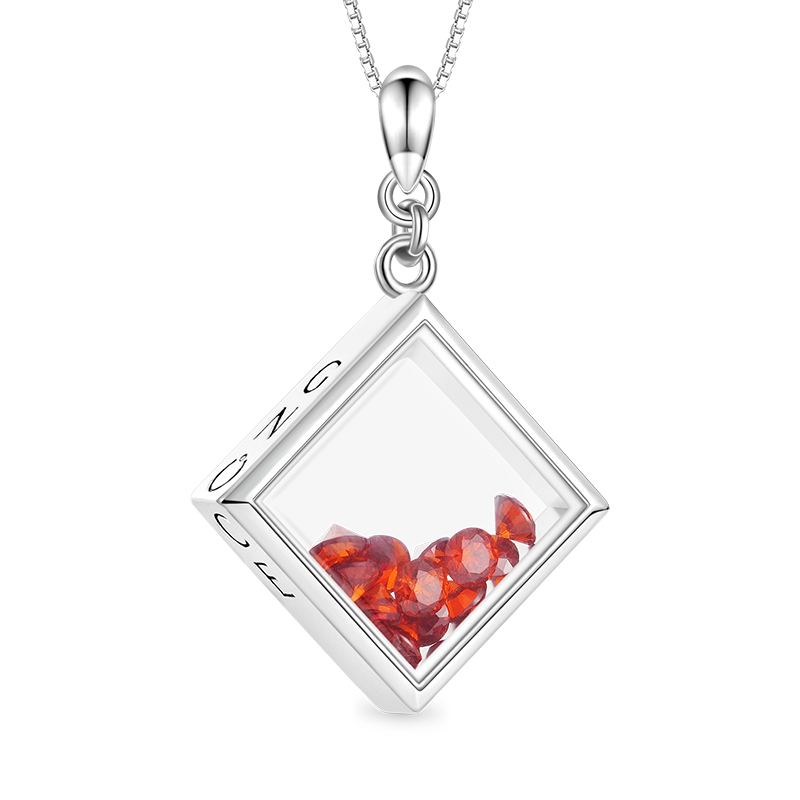 Gnoce Square-shape Birthstone Necklace_1