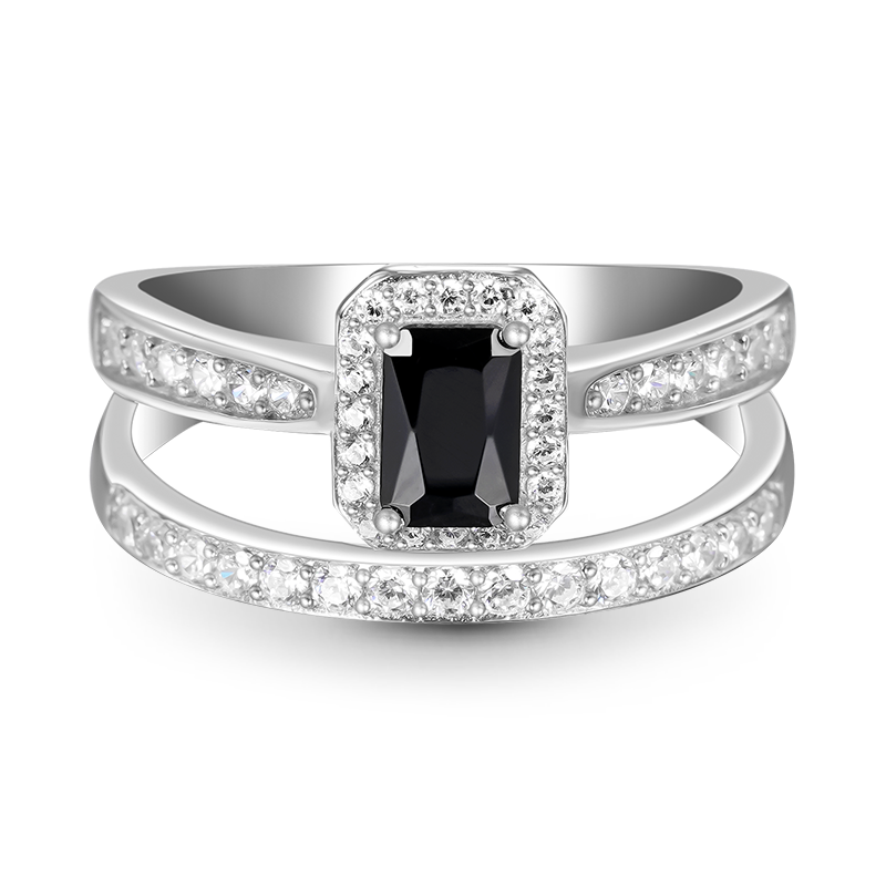 Gnoce Sparkling Rectangle-cut Stackable Ring_1