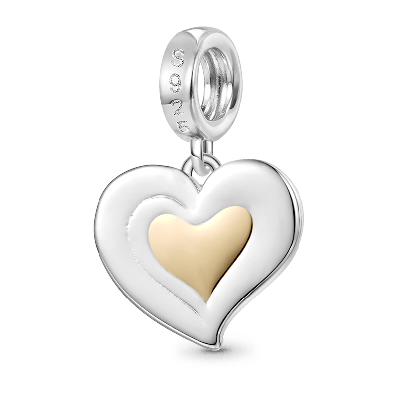 Gnoce Family Love Heart Engravable Charm Platinum-plated Silver Blend_3