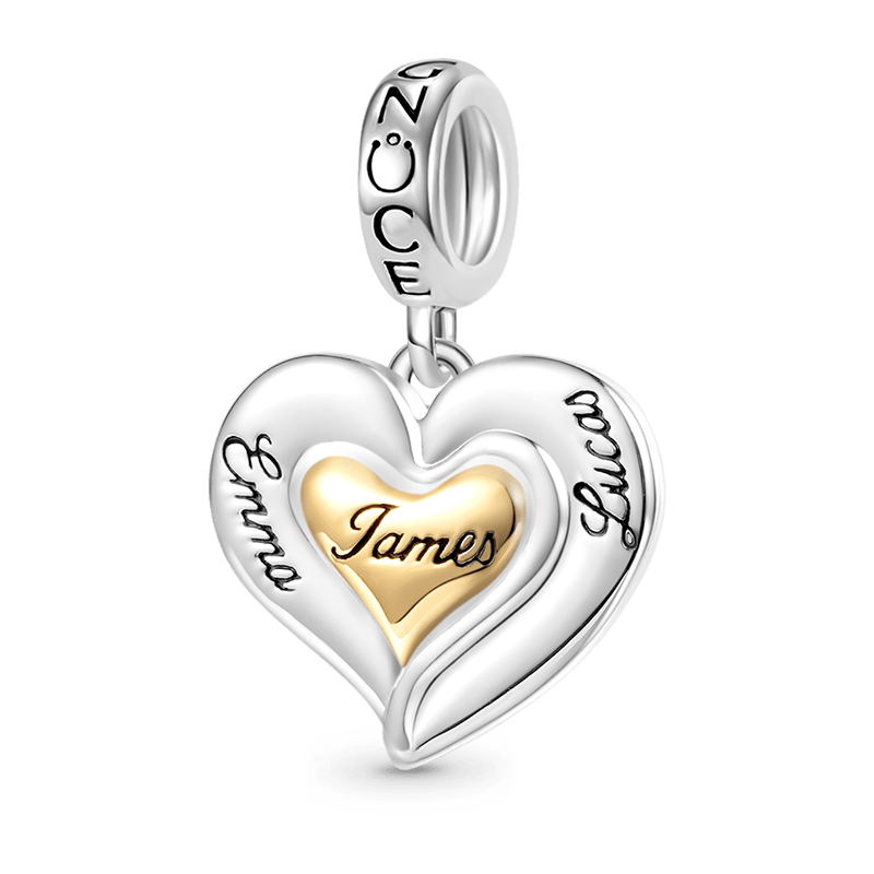 Gnoce Family Love Heart Engravable Charm Platinum-plated Silver Blend_1