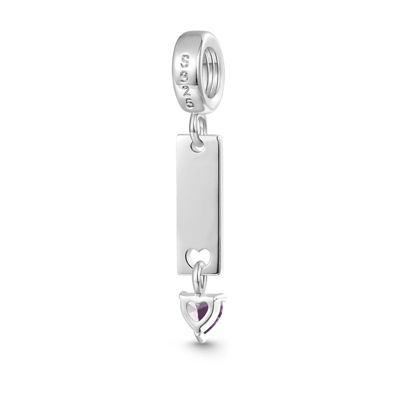 Gnoce Classic Bar Heart Birthstone Engravable Pendant Dangle Charm_3