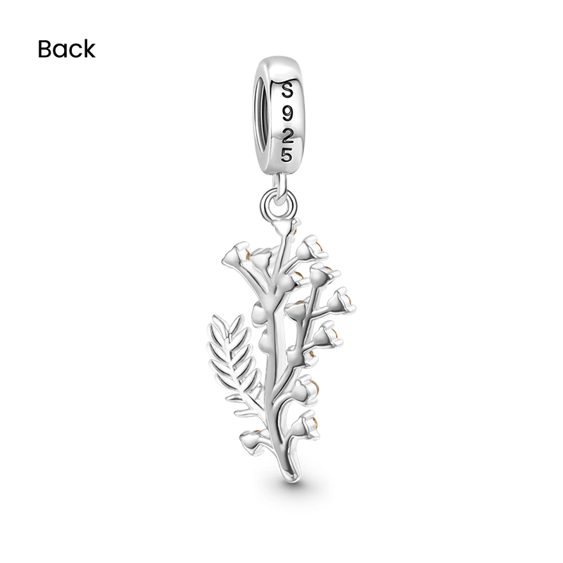 Gnoce Silver Wattle Flower Charm Platinum-plated Silver Blend_2