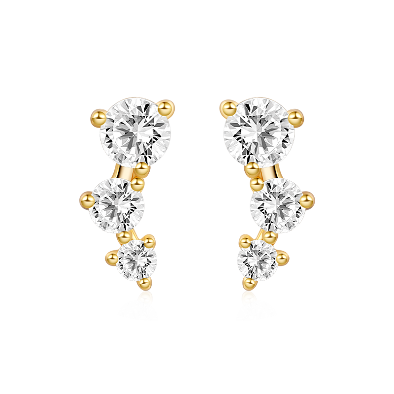 Gnoce Three Stone Stud Earrings_1