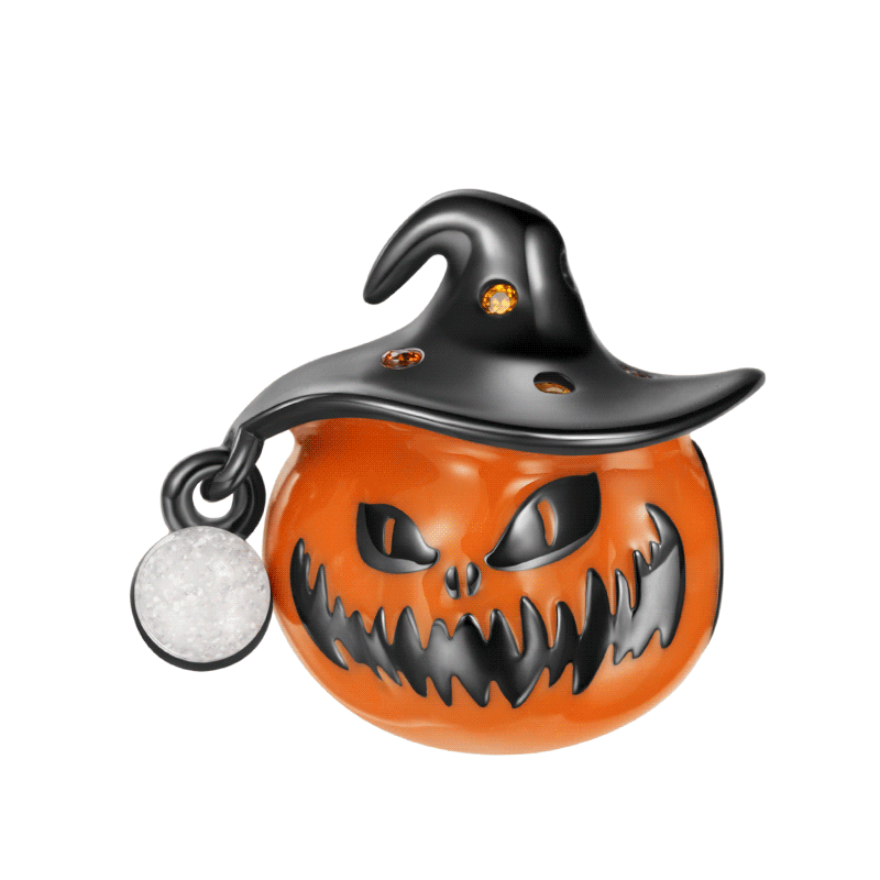 Gnoce Pumpkin Wearing a Wizard Hat Charm_1
