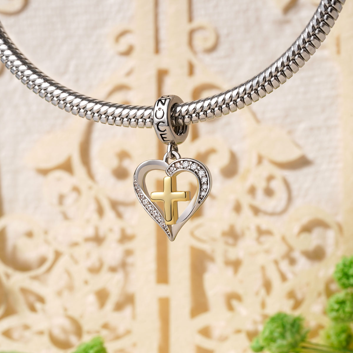 Gnoce Love Heart Cross Pendant Dangle Charm_3