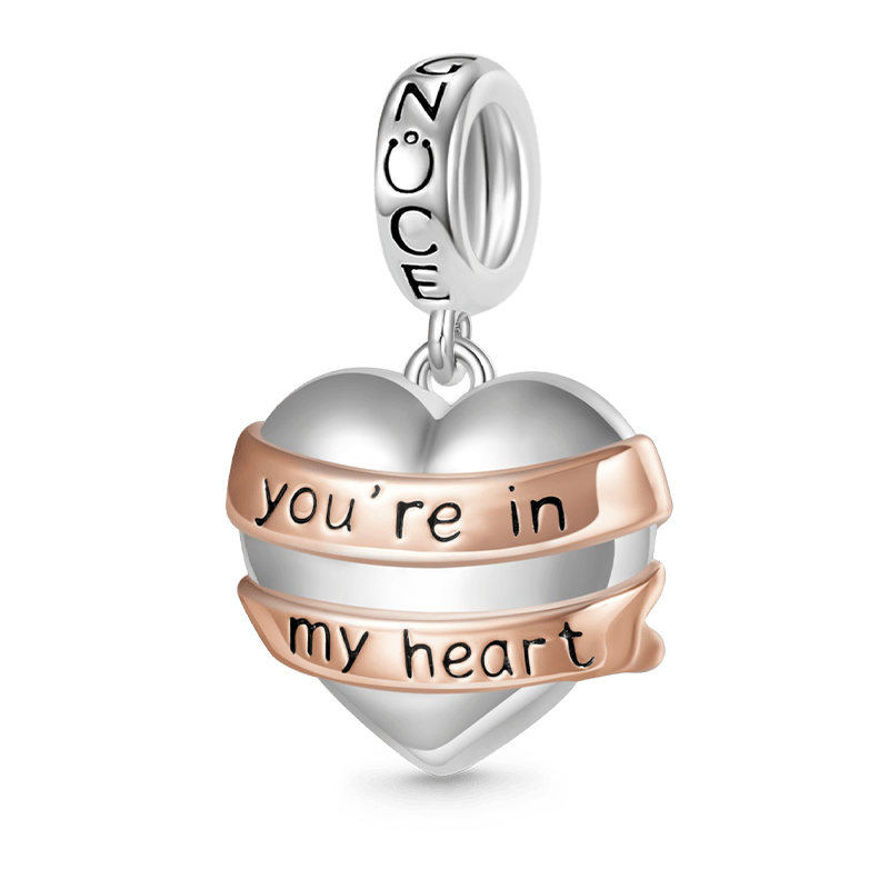 Gnoce Engravable Heart Ribbon Charm Platinum-plated Silver Blend_1