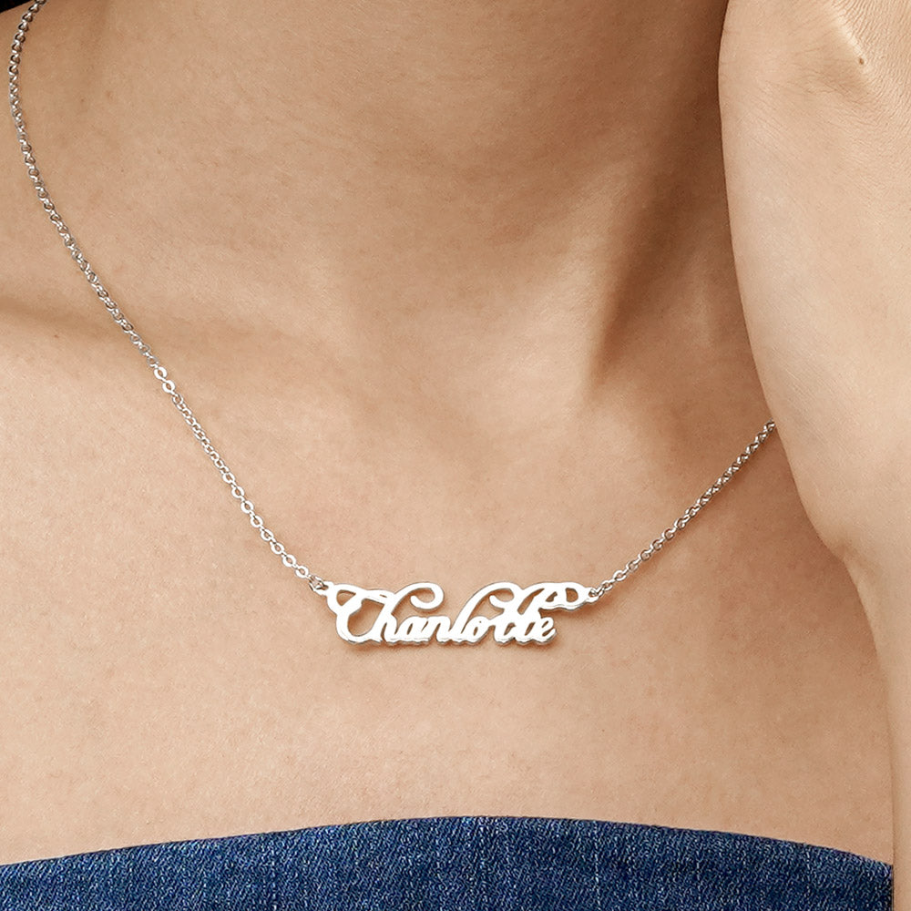 Gnoce "Chain of Love "Personalized Elegant Silver Name Necklace - For The Special One_3