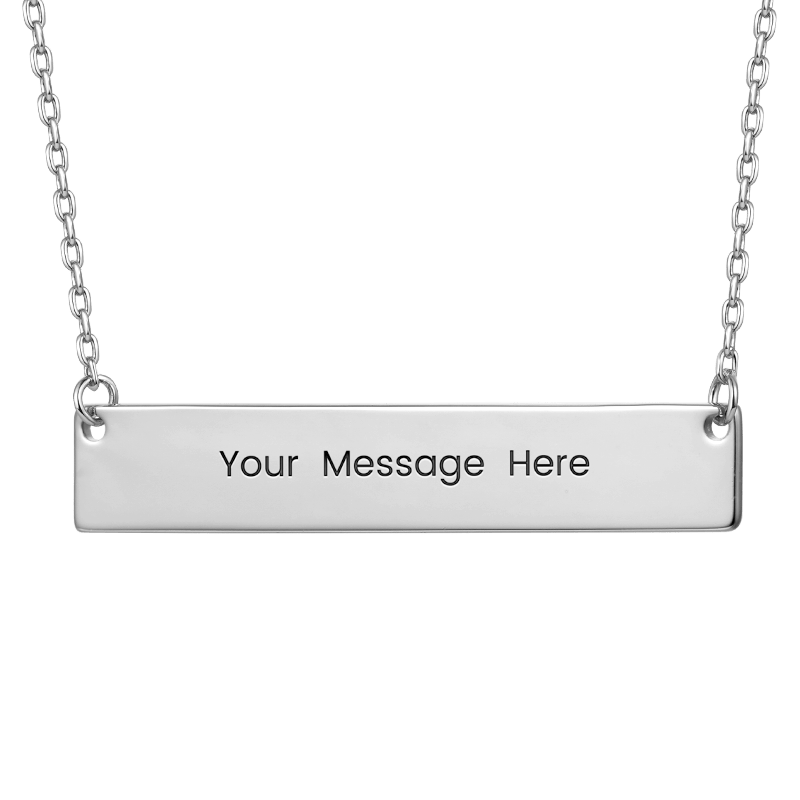 Gnoce "Speak Out Your Love" Made of 925 Sterling Silver Can Easily Engrave with Your Name, or A Word That Inspires You ,Silver Engravable Bar Necklace_1