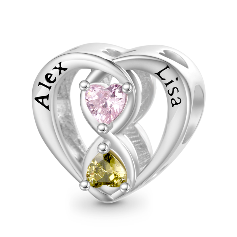 Gnoce Infinite Love Couple Engravable Birthstone Charm_1