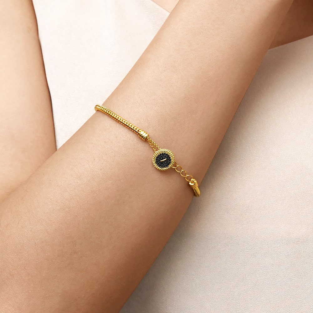 Gnoce Black Button Basic Snake Chain Bracelet_5