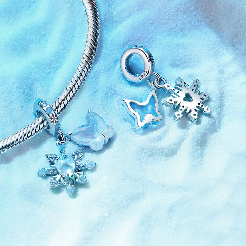 Gnoce Christmas Snow Butterfly Pendant Dangle Charm_2