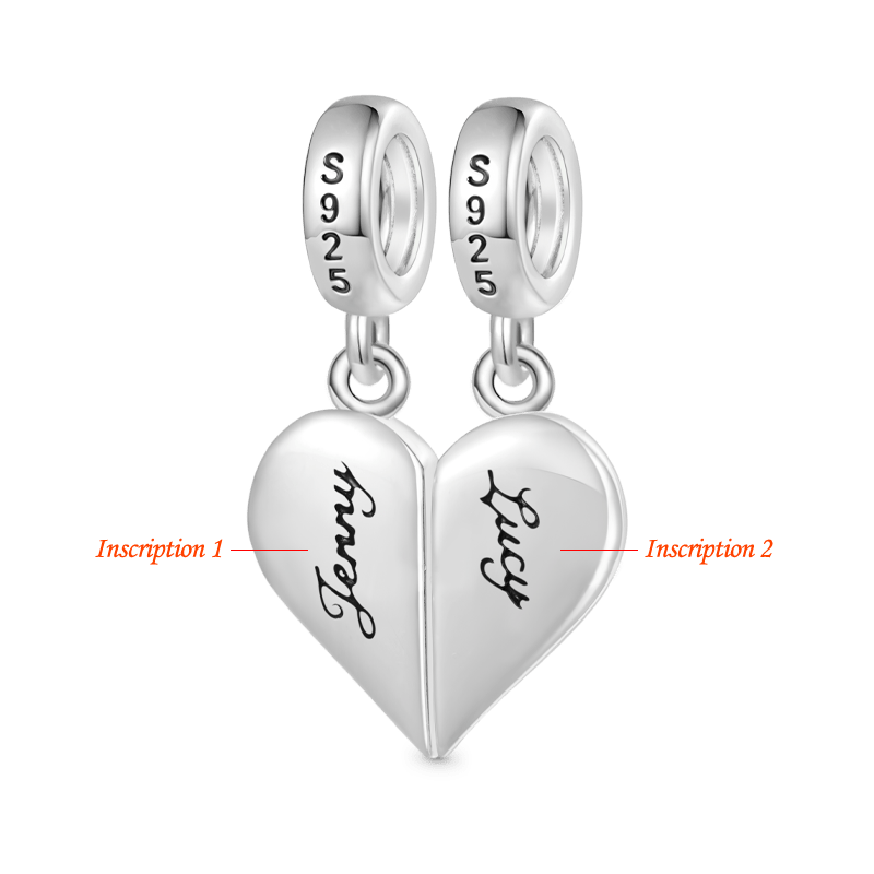 Gnoce Engravable Heart Couple's EKG Pendant Dangle Charm_2