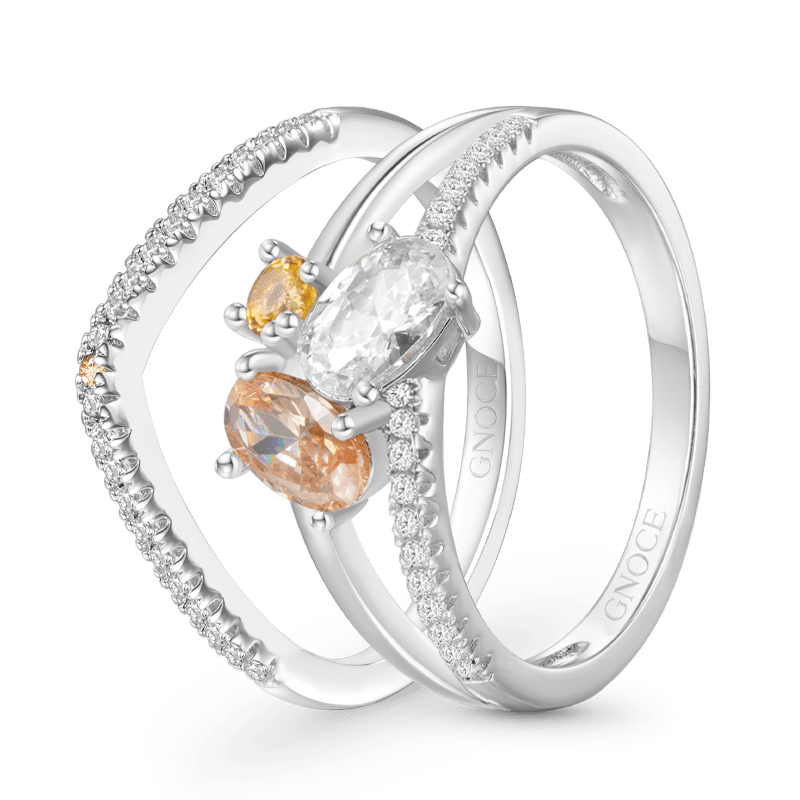 Gnoce Round Brilliant Stacked Diamond Ring Set_2