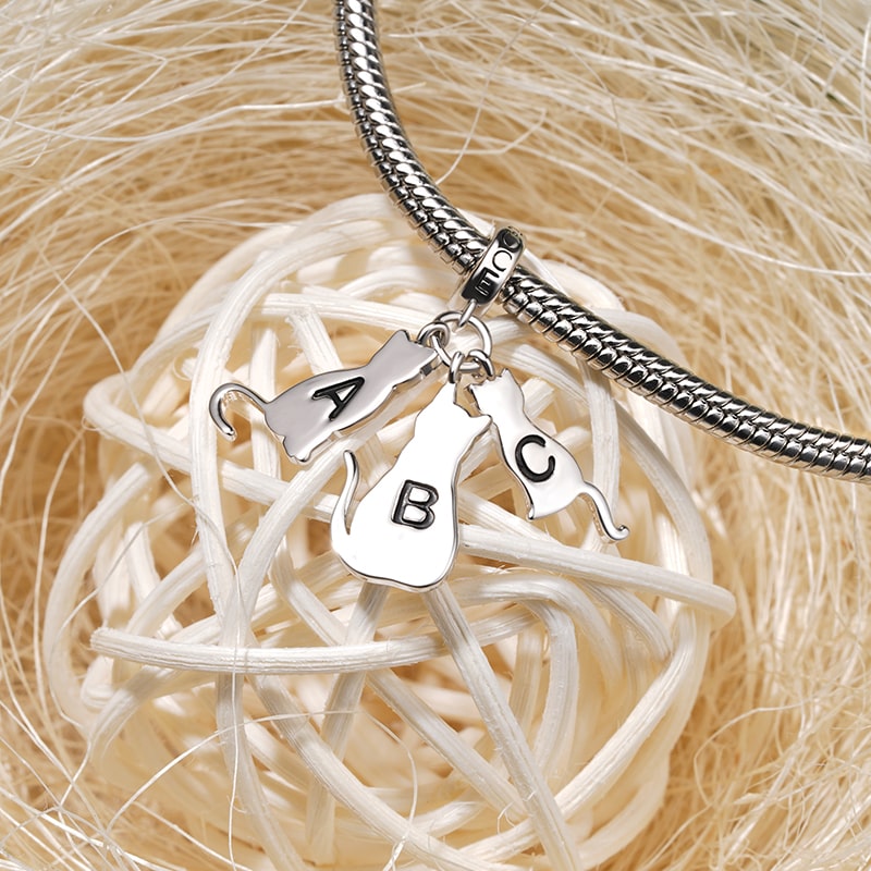 Gnoce Multi-pet Letters Personalized Cat Pendant Dangle Charm_3