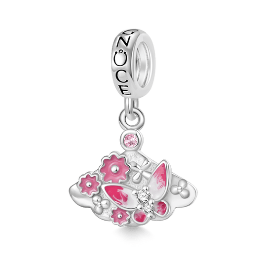 Gnoce Pink Butterfly Flower Fan Pendant Dangle Charm_1