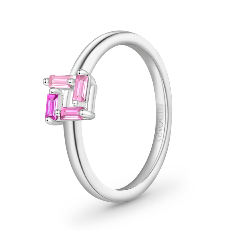 Gnoce Rectangular Flat Cut Pink Ring_2