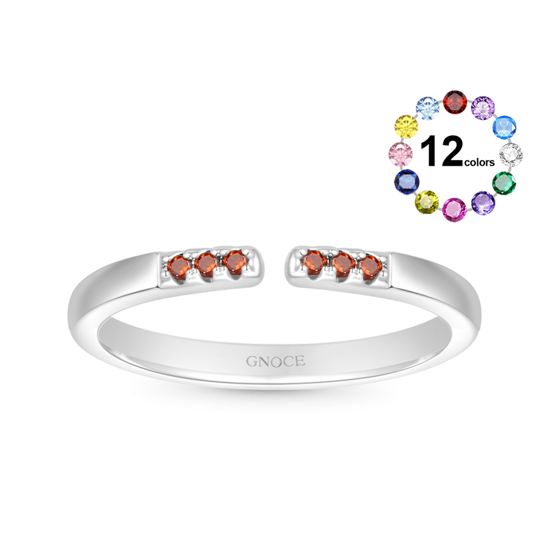 Gnoce Birthstone Simple Adjustable Ring_1