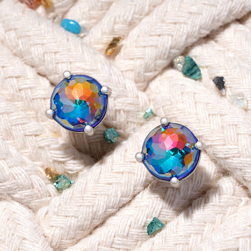 Gnoce Colorful Round Stud Earrings_5