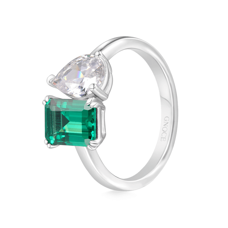 Gnoce Emerald Double Diamond Promise Ring_2