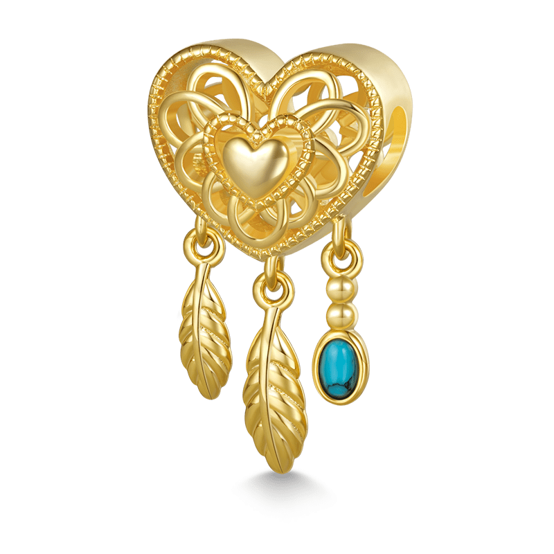 Gnoce 18K Gold Plated Heart Dream Catcher Charm_1