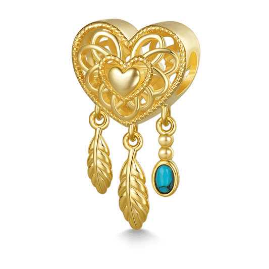 Gnoce 18K Gold Plated Heart Dream Catcher Charm_1