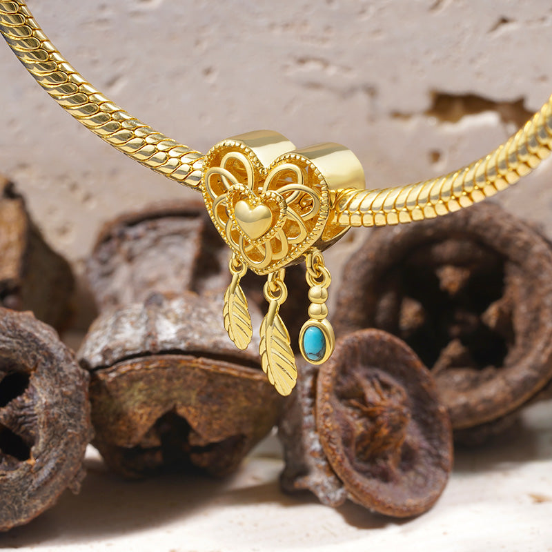 Gnoce 18K Gold Plated Heart Dream Catcher Charm_3