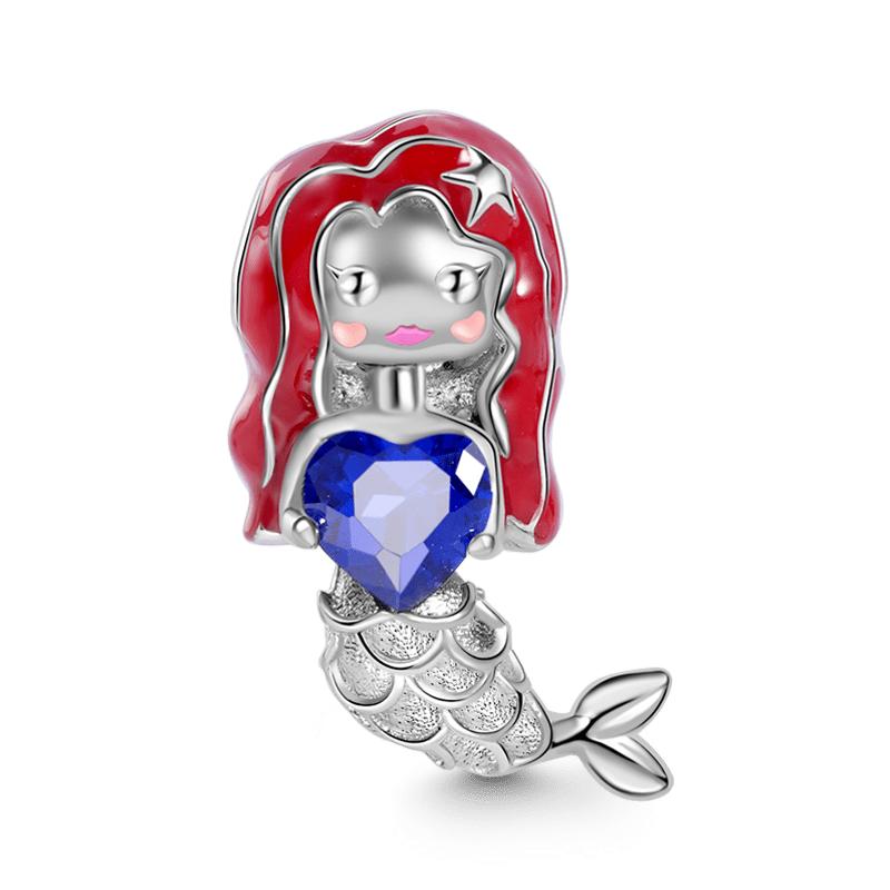 Mermaid with Heart of the Ocean Charm Bead Sterling Silver_1