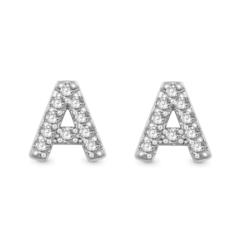 Gnoce Personalized Diamond Initial Letter Stud Earrings_1