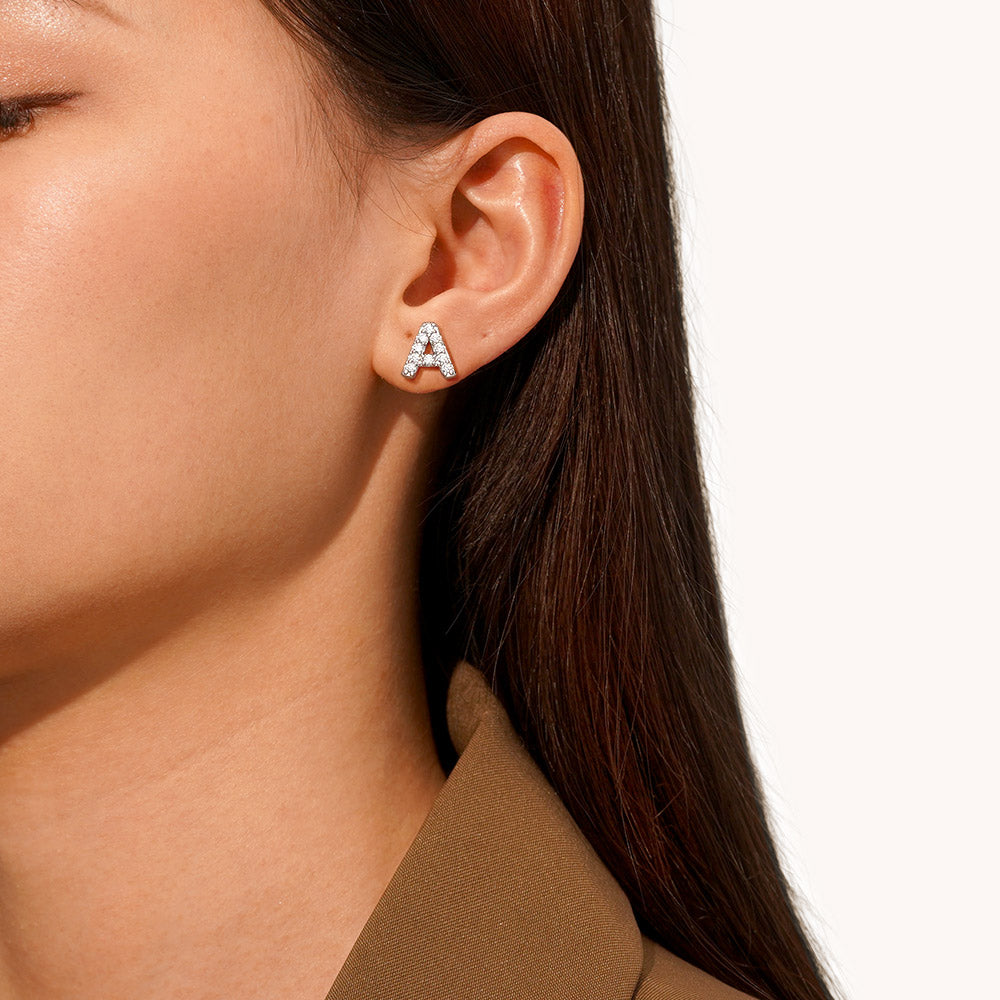 Gnoce Personalized Diamond Initial Letter Stud Earrings_3
