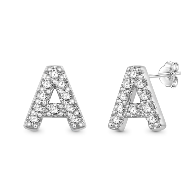 Gnoce Personalized Diamond Initial Letter Stud Earrings_2
