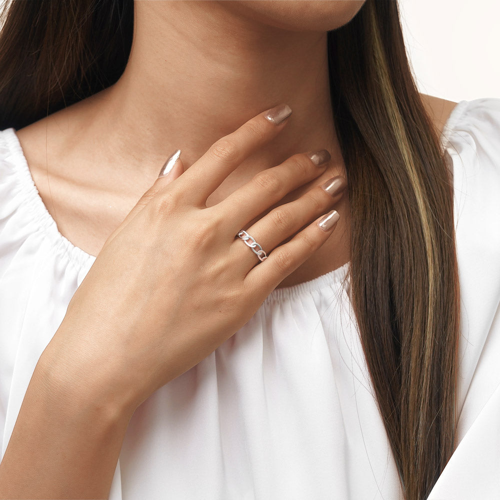 Gnoce Iconic Twist Silver Band Ring Platinum-plated Silver Blend_4