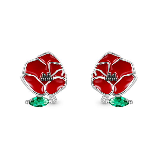 Gnoce Birthday Flower Series Poppy Stud Earrings_1