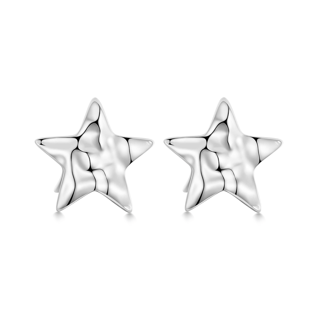 Gnoce Pleated Textured Star Stud Earrings_1