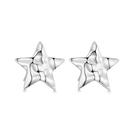 Gnoce Pleated Textured Star Stud Earrings_1