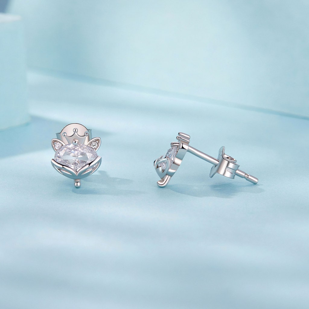 Gnoce Crown Fox Stud Earrings_2