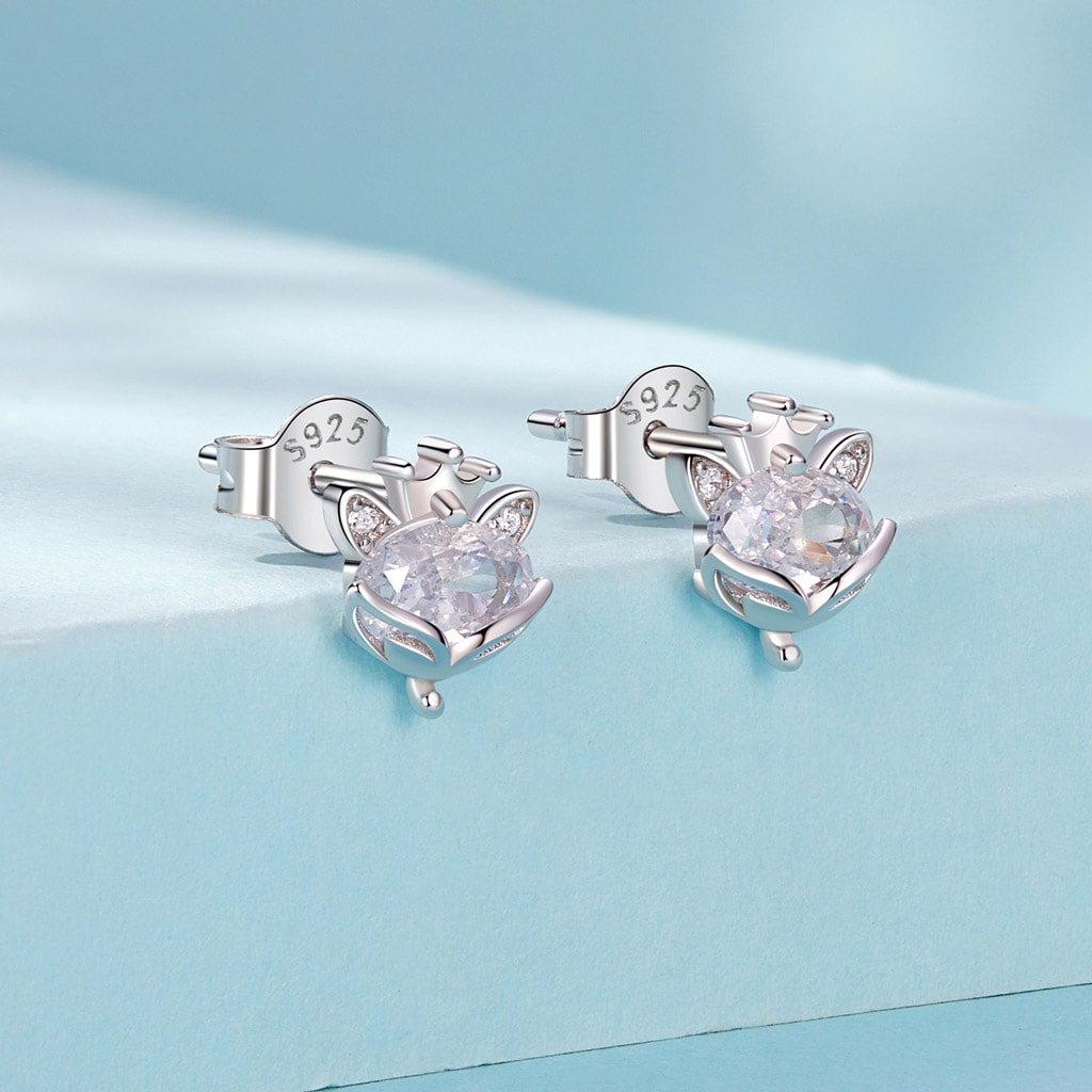 Gnoce Crown Fox Stud Earrings_3