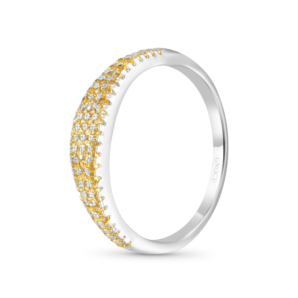Gnoce Yellow Diamond Pave Birthstone Band Ring_2