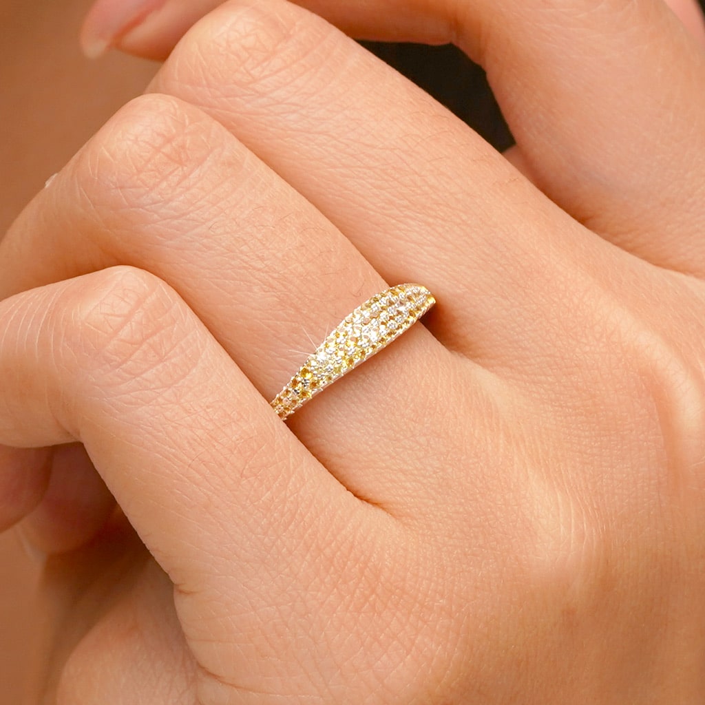 Gnoce Yellow Diamond Pave Birthstone Band Ring_6