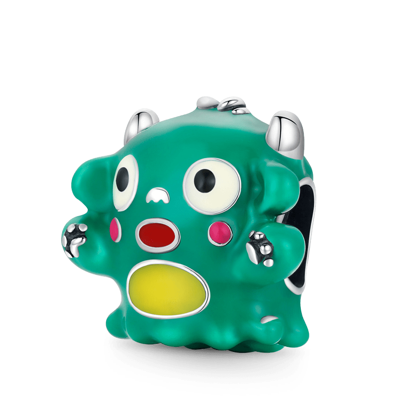 Cute Green Monster Charm Bead 925 Sterling Silver_1
