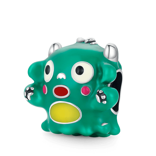 Cute Green Monster Charm Bead 925 Sterling Silver_1