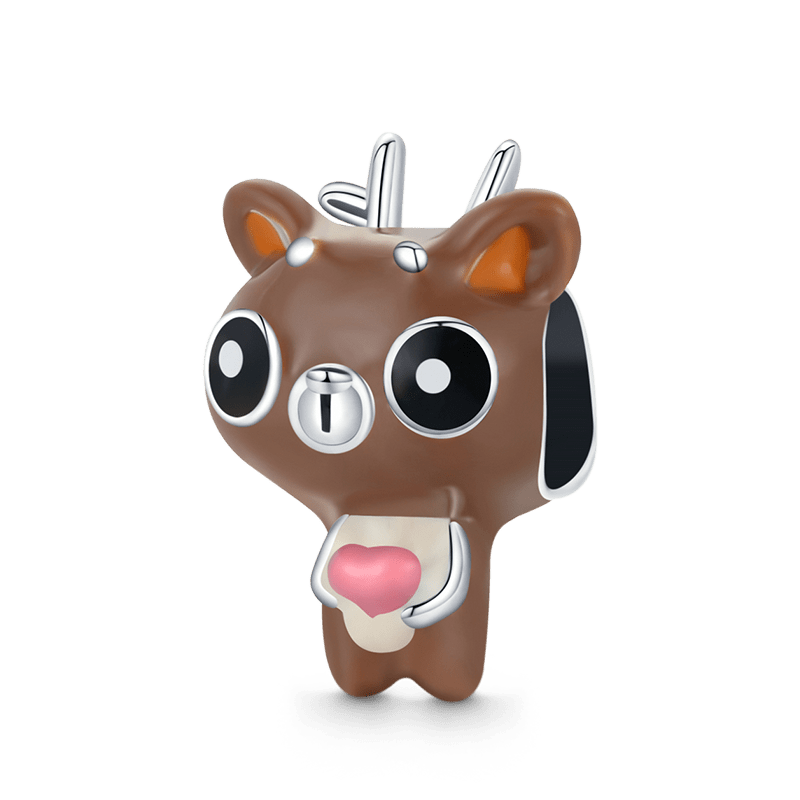 Cute Deer Charm Bead 925 Sterling Silver with Colorful Enamels_1