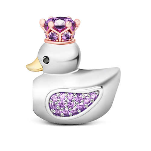 Gnoce Elegant Amethyst Stones Duck Charm Platinum-plated Silver Blend_1
