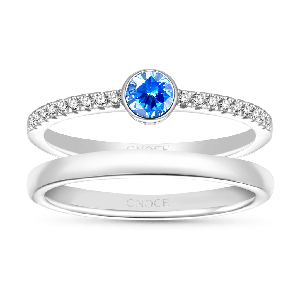 Gnoce Aquamarine Shimmering Stackable Ring Set_1