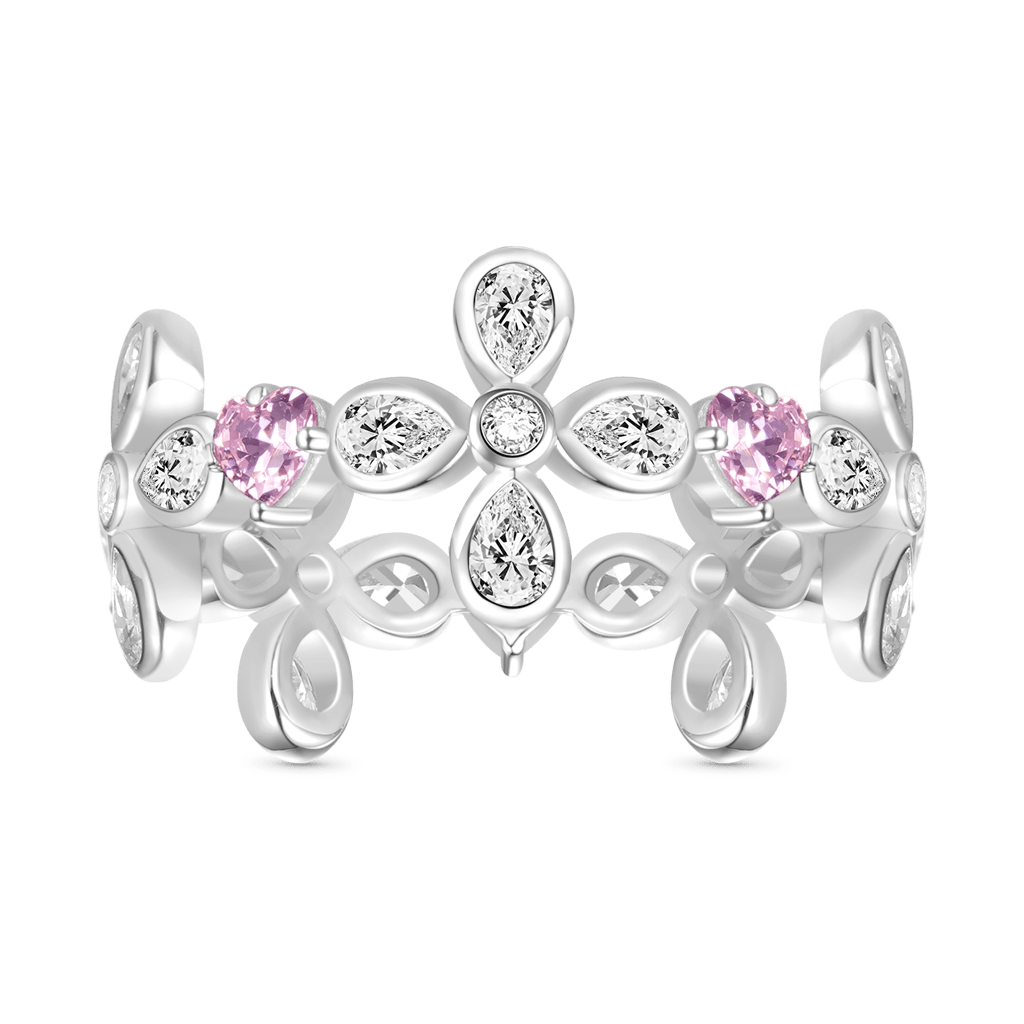 Gnoce Pear-shaped Stone Flower Ring_1