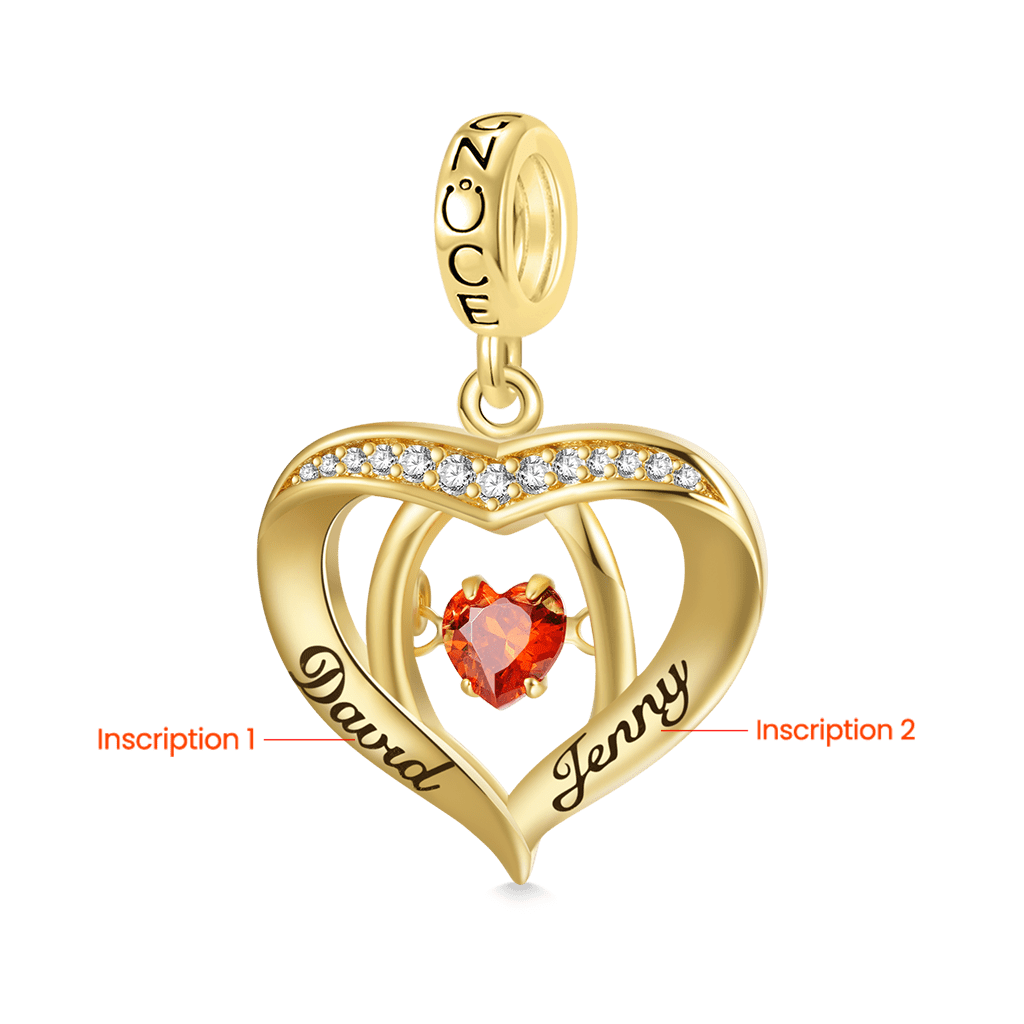 Gnoce Dancing Heart Engravable Birthstone Pendant Dangle Charm_2
